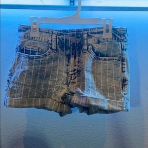 Blue and white striped low rise shorts